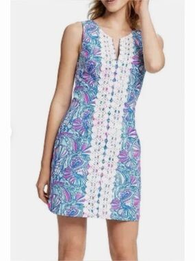 LILLY PULITZER for TARGET Mini Dress Blue Pink Paisley Embroidered